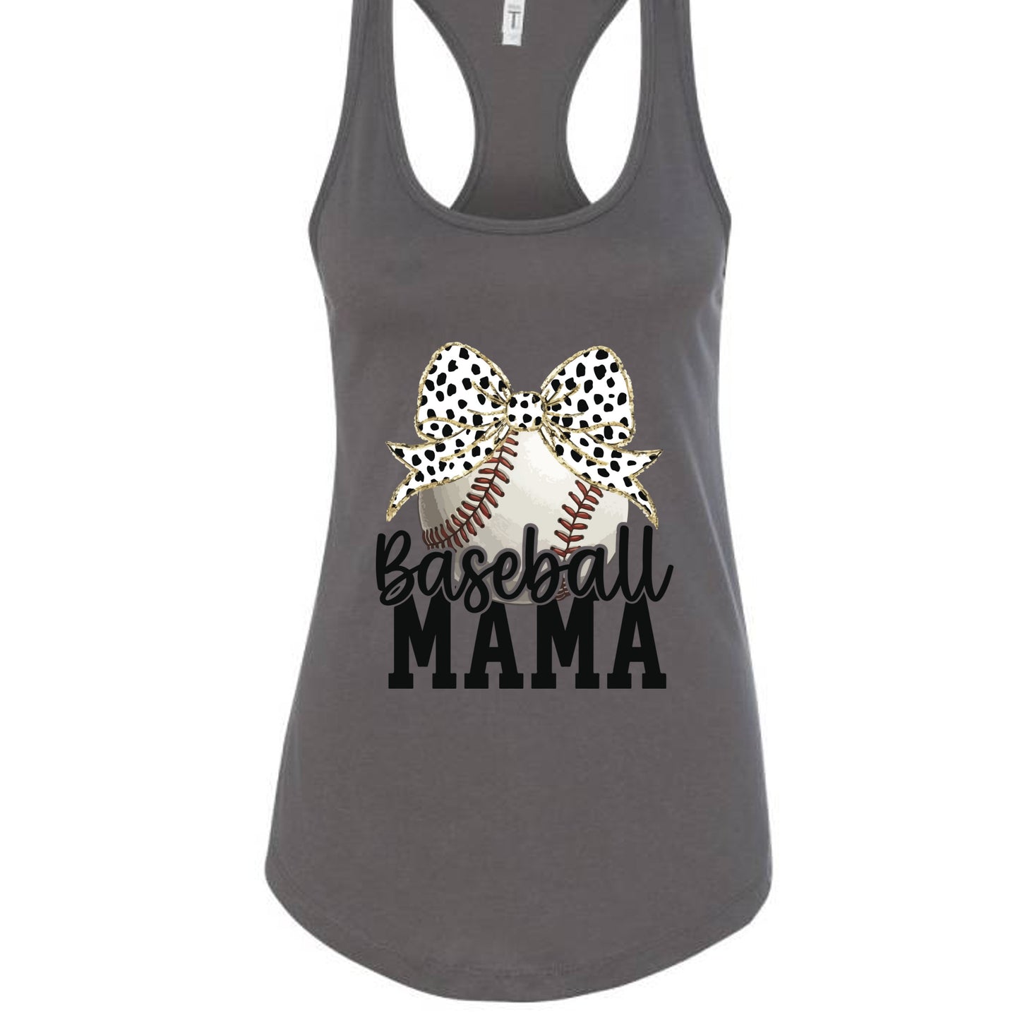 Baseball Mama Bow Vibes – Cute & Trendy Game Day Style Tank Top Dark Gray - N1533 - FRONT