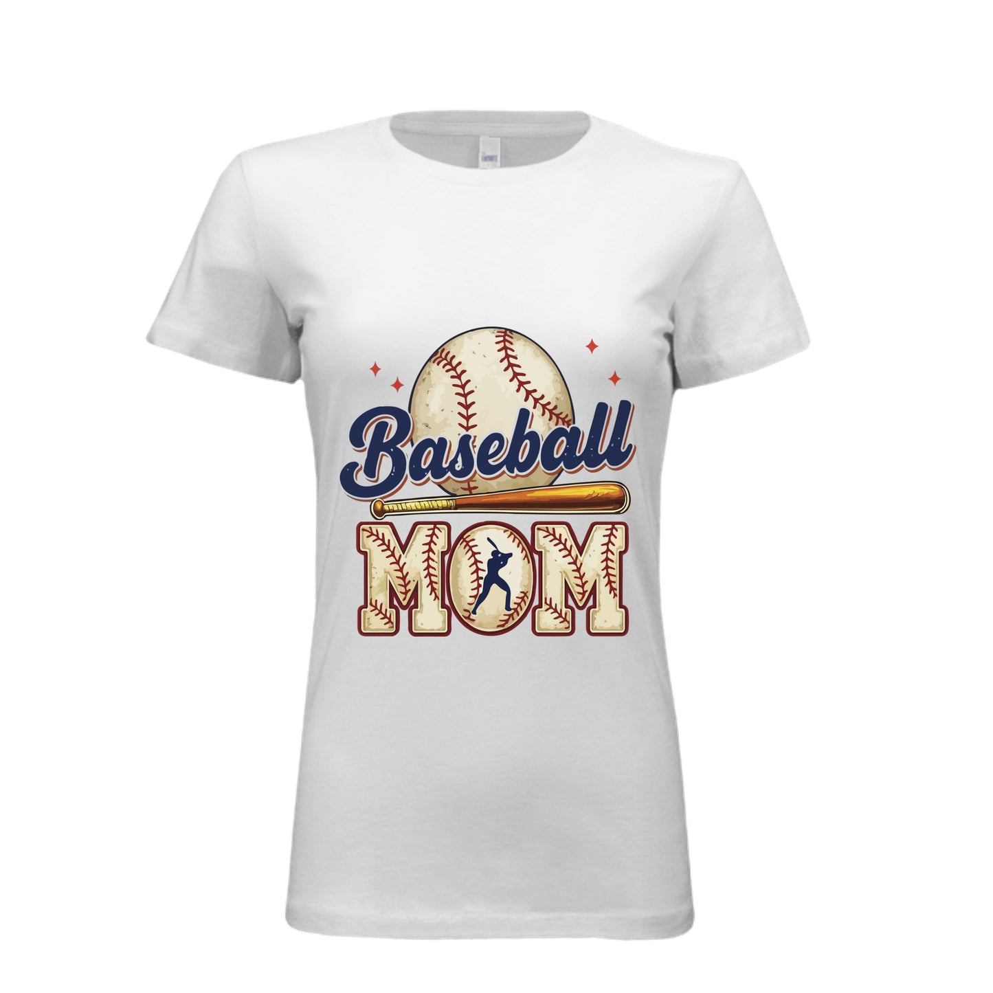 Baseball Mom Heartbeat T-Shirt Proud Sports Family Design WHITE - 6004 - FRONT