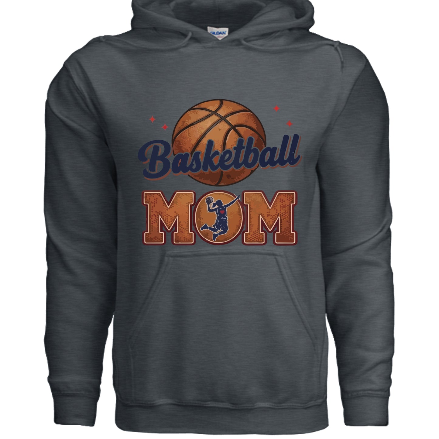 Basketball Mom Heartbeat Hoodie Proud Sports Family Design DARK HEATHER - SF500 - FRONT
