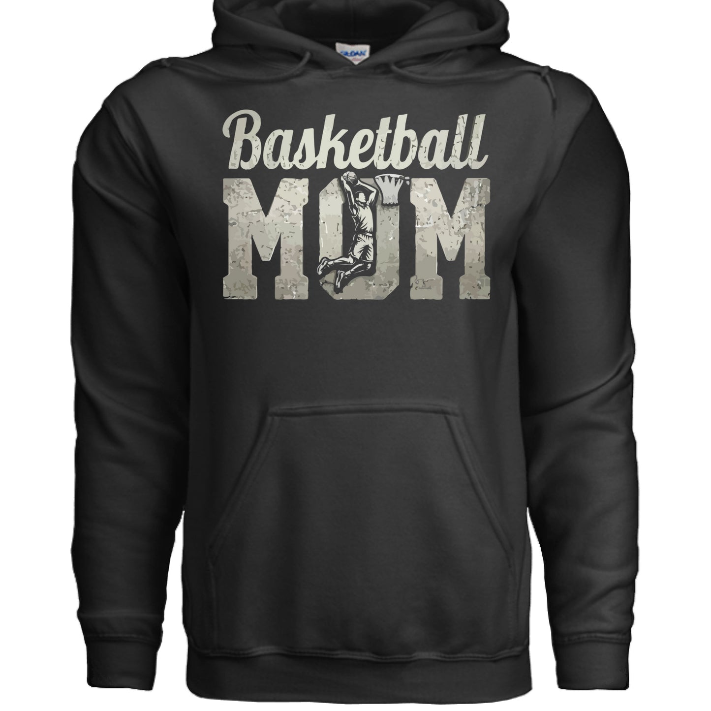 Basketball Mom Vintage Dunk Design – Proud Sports Mom Game Day Spirit Hoodie BLACK- FRONT