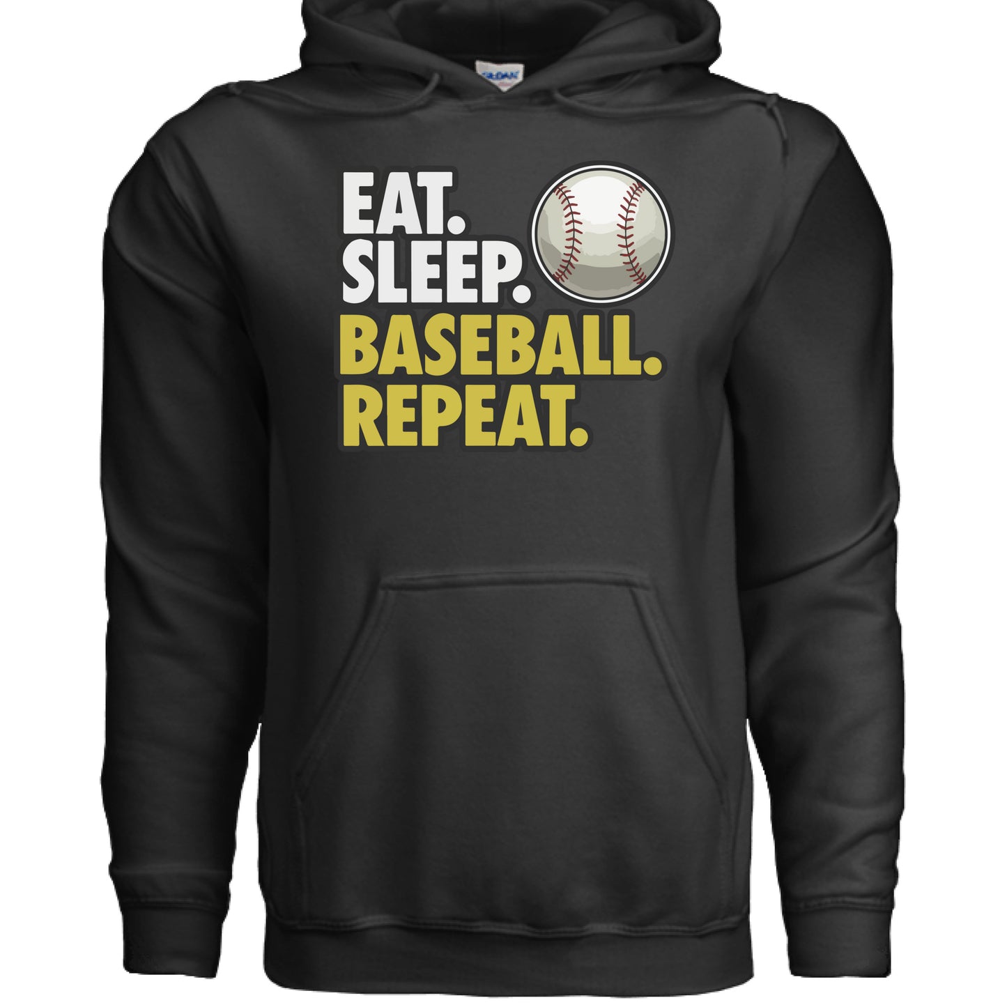Eat Sleep Baseball Repeat Hoodie for Men - Athlete Lifestyle BLACK - FRONT