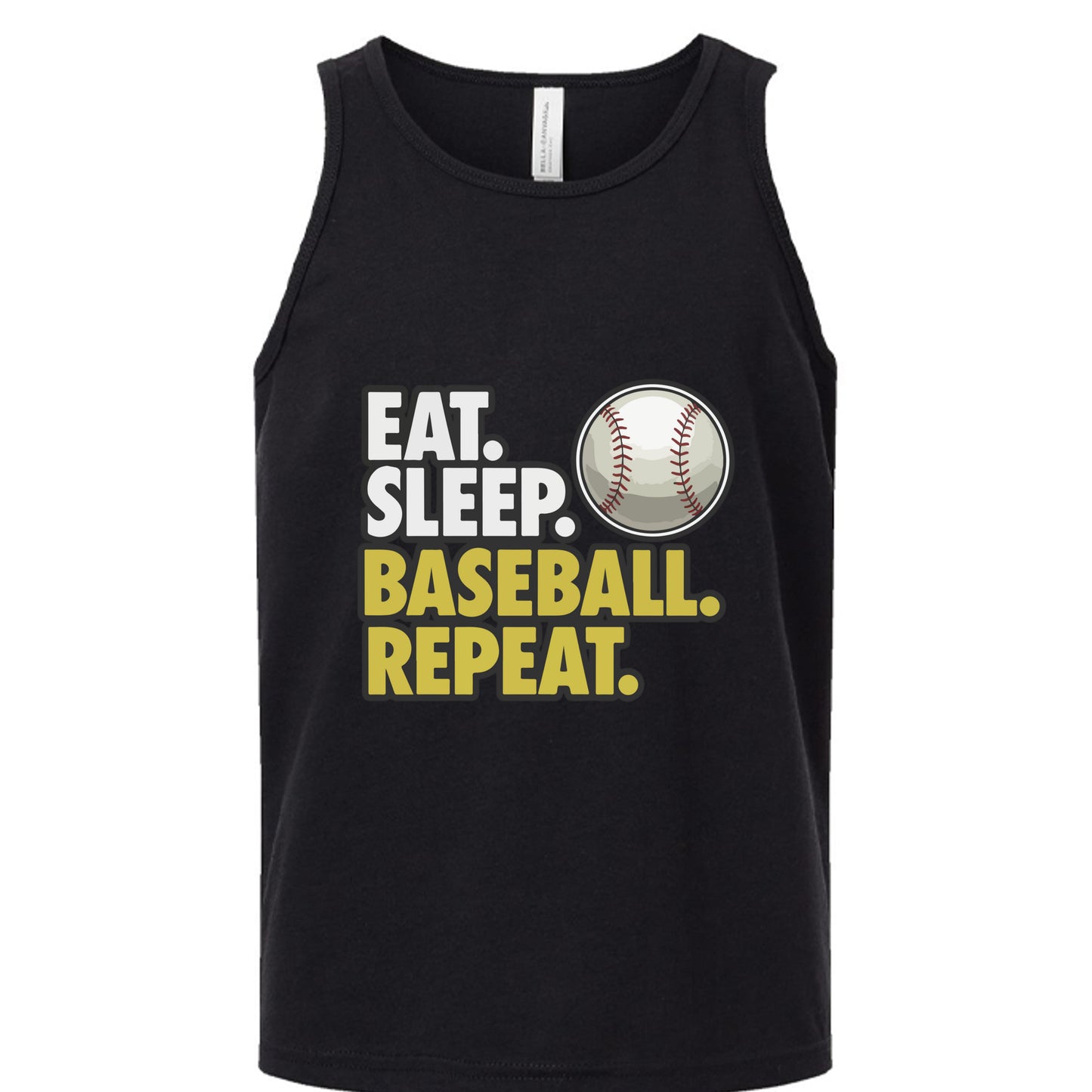 Eat Sleep Baseball Repeat Youth Funny Sports Motivation Tank Top for Kids Athletes Solid Black Triblend - 3480YCV - FRONT