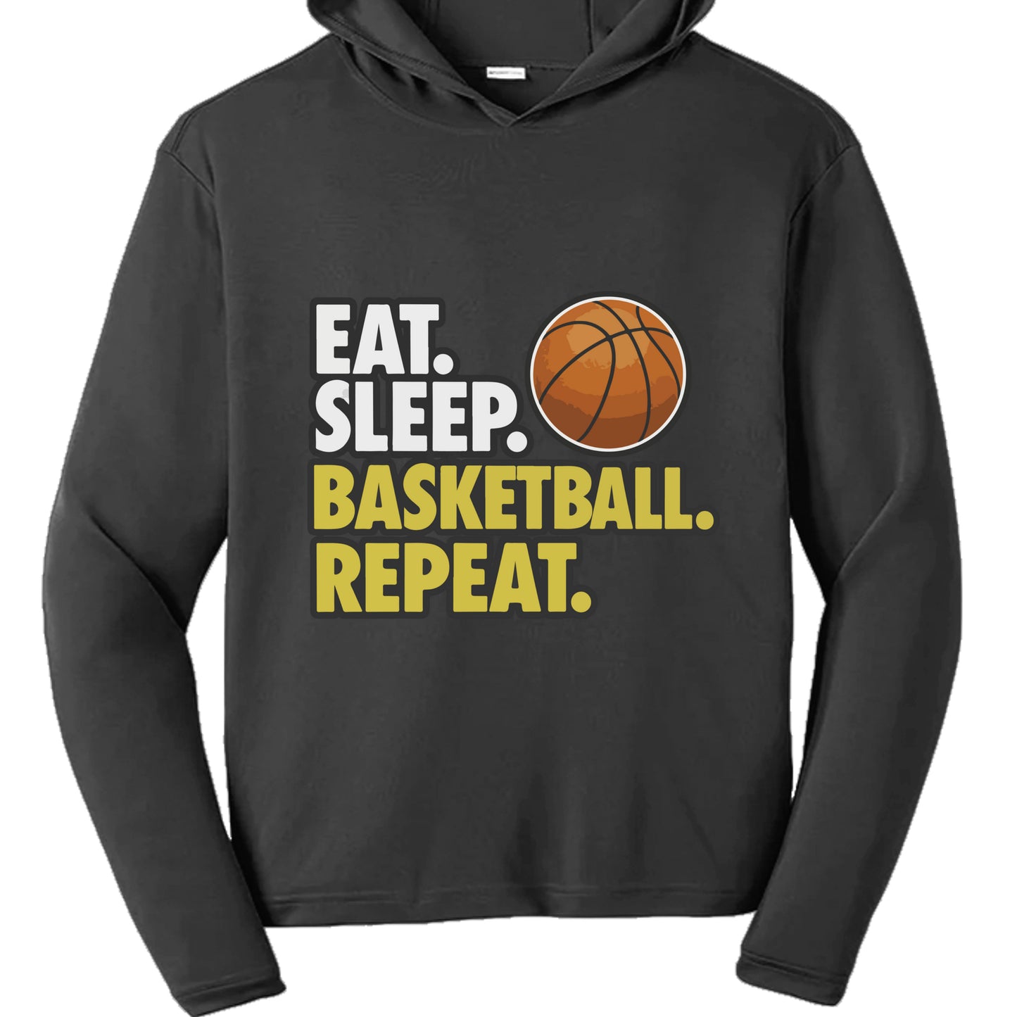 Eat Sleep Basketball Repeat Youth Funny Sports Motivation Hoodie for Kids Athletes Black - YST358 - FRONT