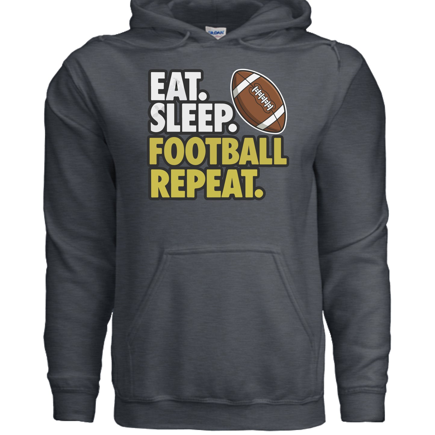 Eat Sleep Football Repeat - Athlete Lifestyle Ladies Hoodie DARK HEATHER - FRONT