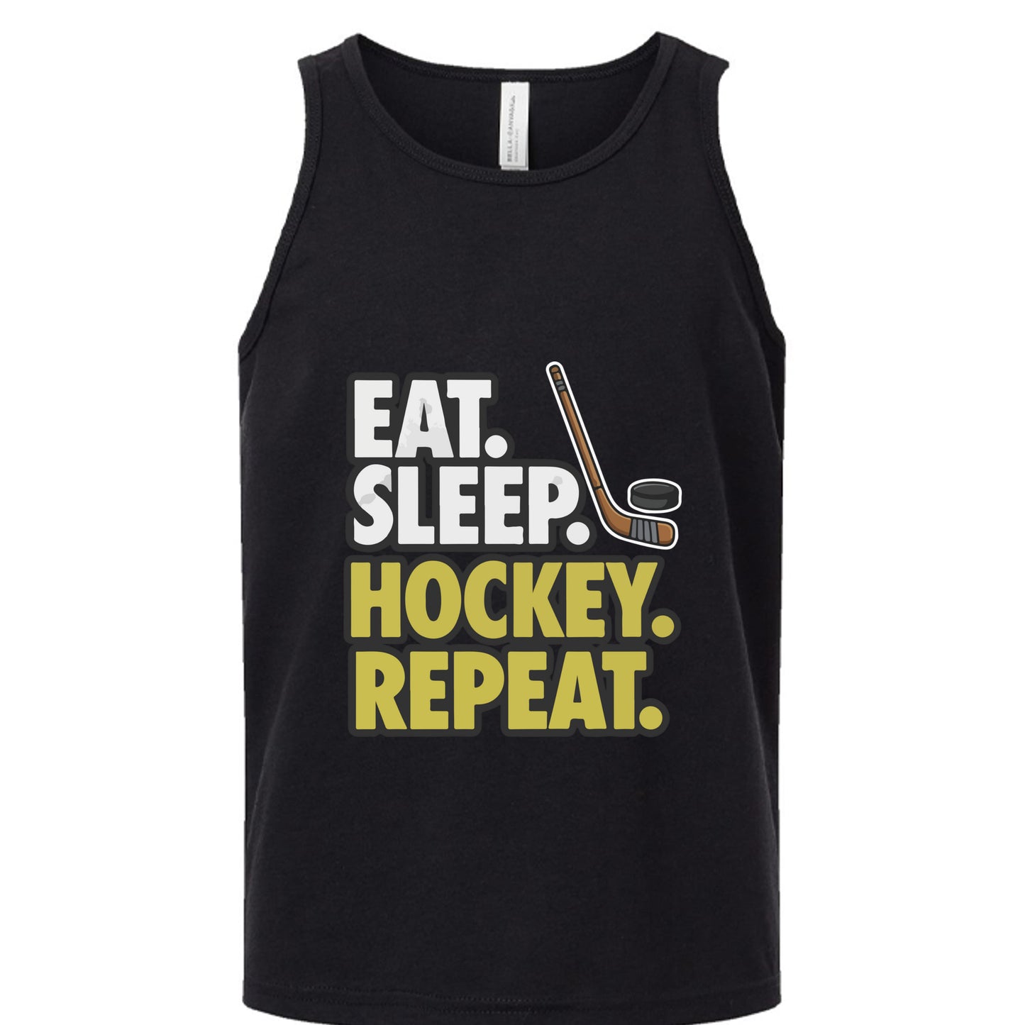 Eat Sleep Hockey Repeat Youth Funny Sports Motivation Tank Top for Kids Athletes BLACK - 3480YCV - FRONT