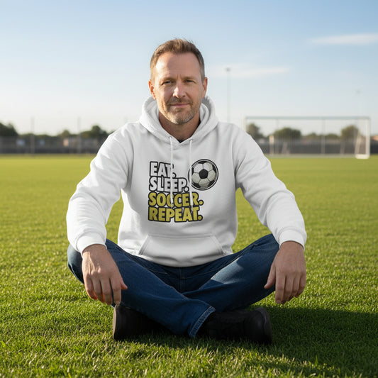 Eat Sleep Soccer Repeat - Athlete Lifestyle Hoodies for Men WHITE - FRONT