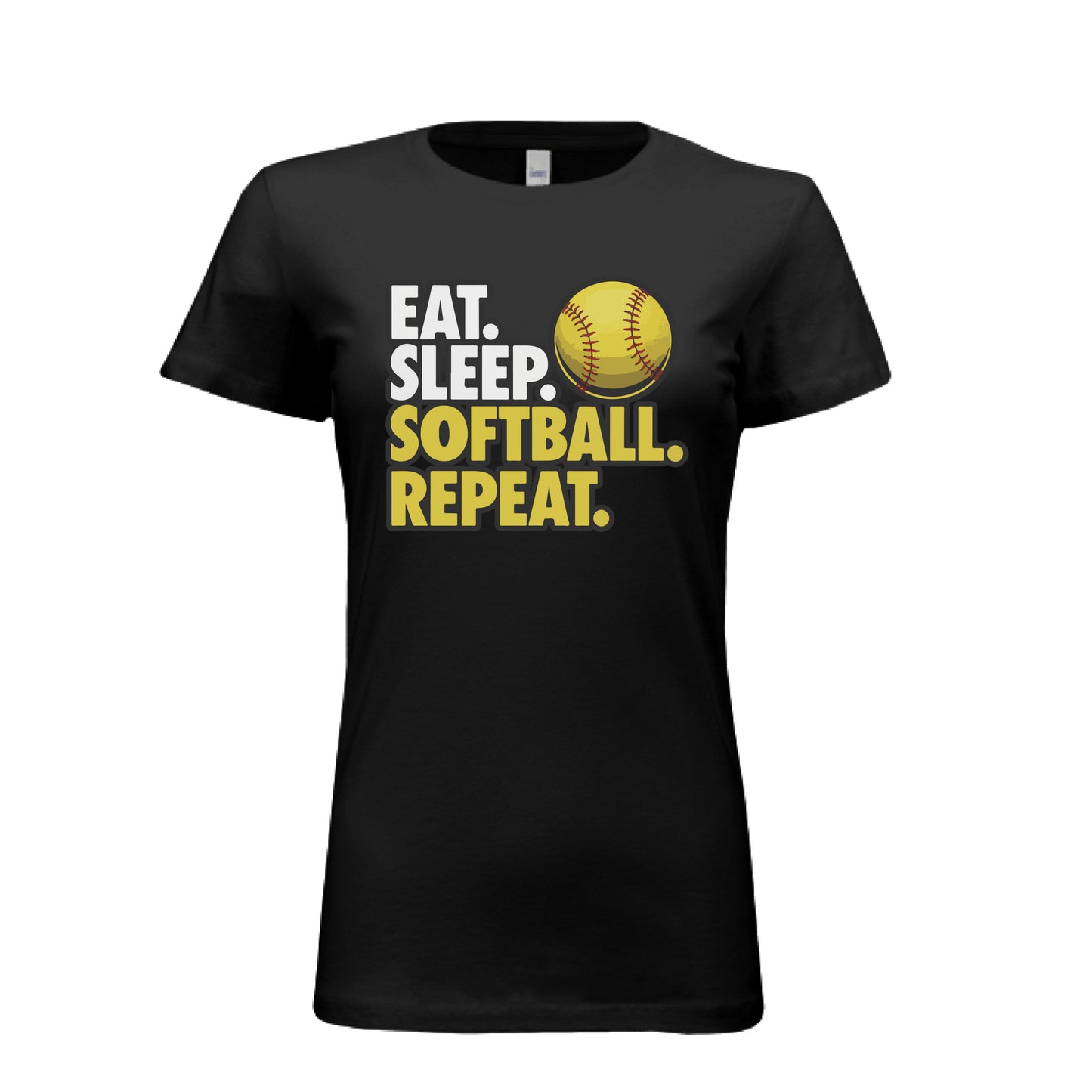 Eat Sleep Softball Repeat - Athlete Lifestyle T-Shirt for Women SOLID BLK BLEND - FRONT