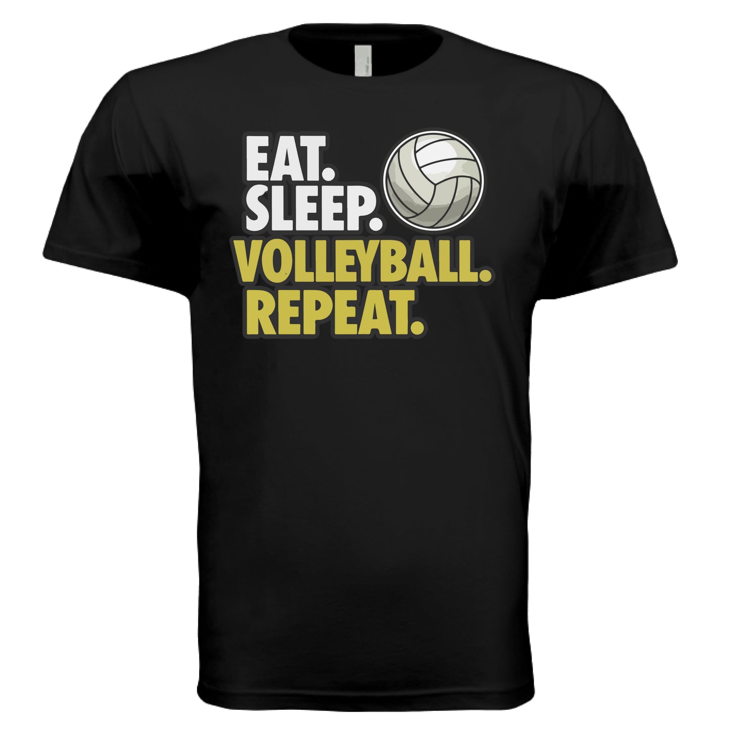 Eat Sleep Volleyball Repeat - Athlete Lifestyle T-Shirt for Men BLACK - FRONT