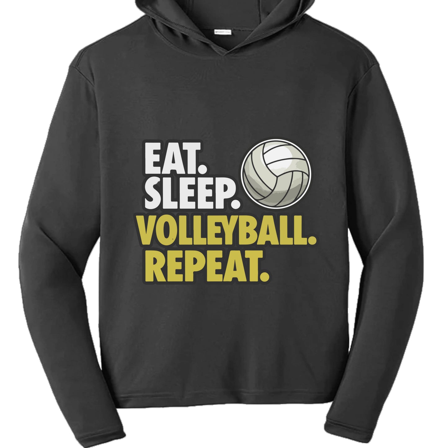 Eat Sleep Volleyball Repeat Youth Funny Sports Motivation Hoodie for Kids Athletes Black - YST358 - FRONT