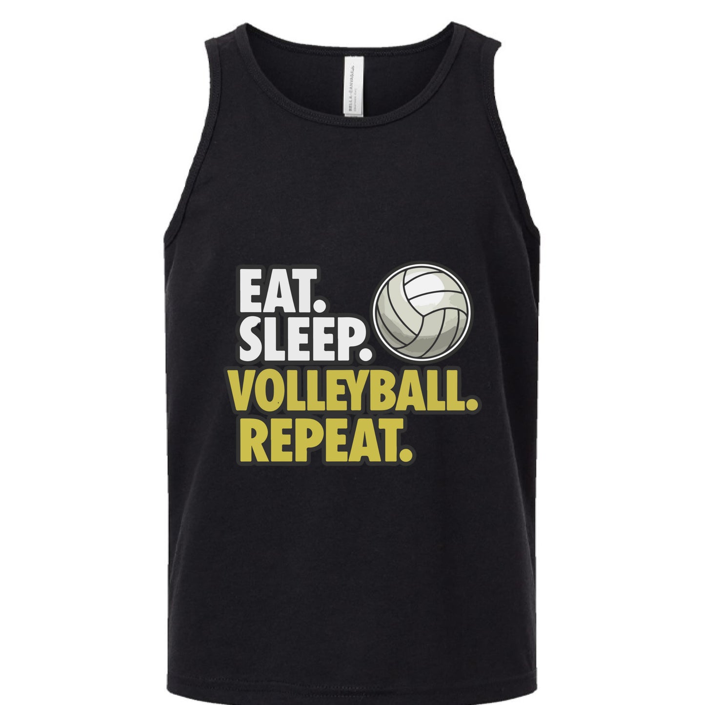 Eat Sleep Volleyball Repeat Youth Funny Sports Motivation Tank Top for Kids Athletes Solid Black Triblend - 3480YCV - FRONT