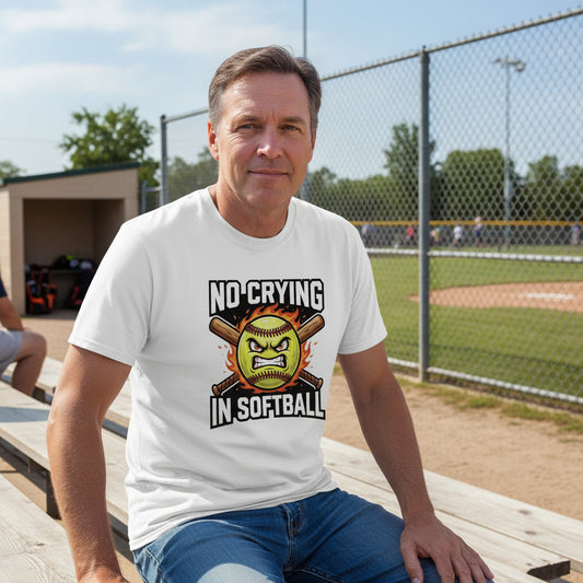 Flaming Softball Sports T-Shirt Design β Strong Athlete Energy Humor Graphic White - FRONT