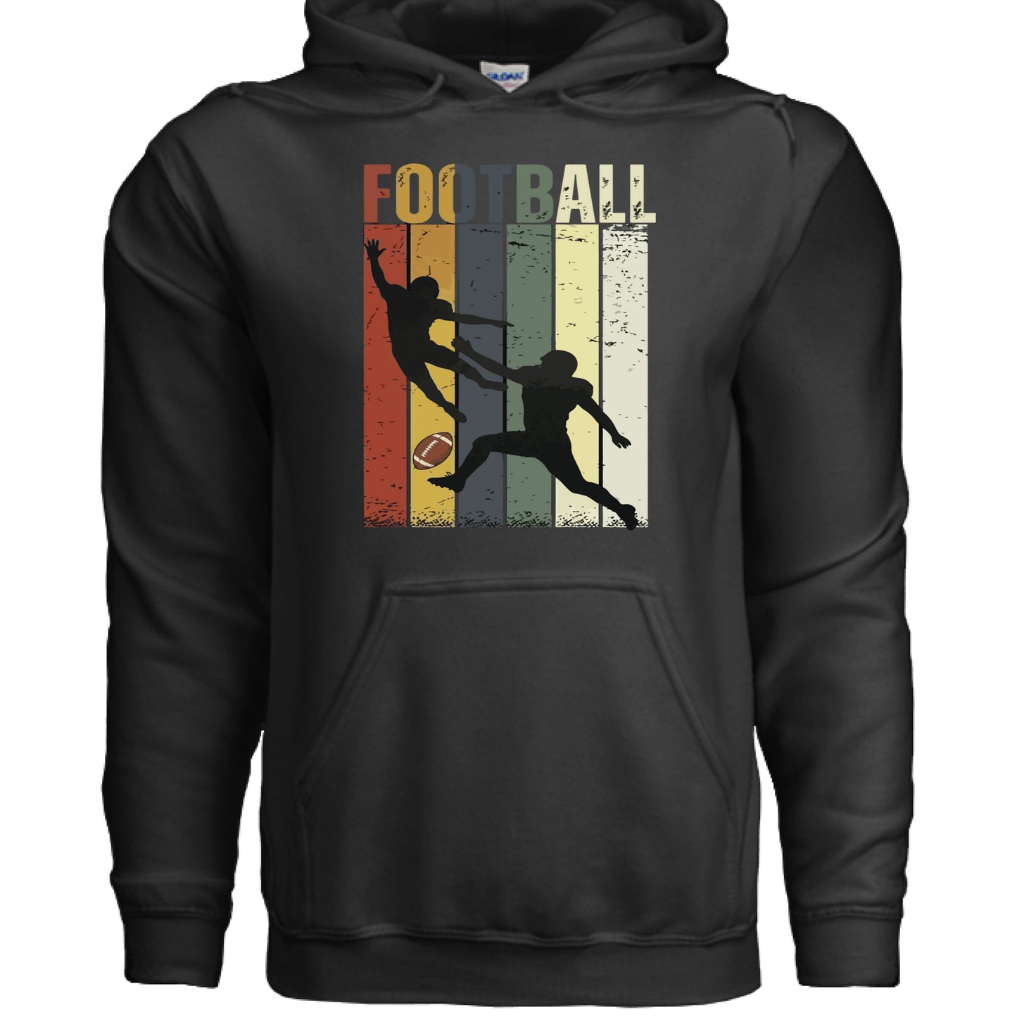 Football Dad Athletic Pride Retro Color Stripe Hoodie Design BLACK-FRONT