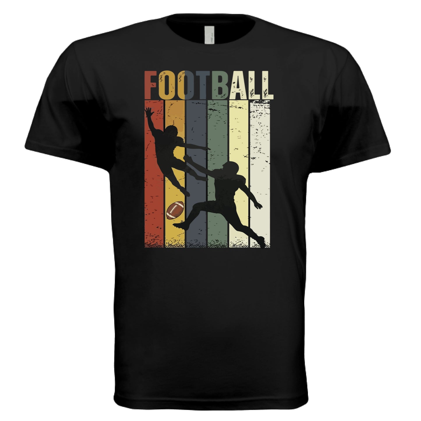 Football Dad Athletic Pride Retro Color Stripe T-Shirt Design BLACK-FRONT