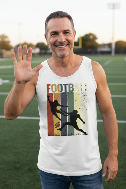Football Dad Athletic Pride Retro Color Stripe Tank Top Design WHITE - FRONT