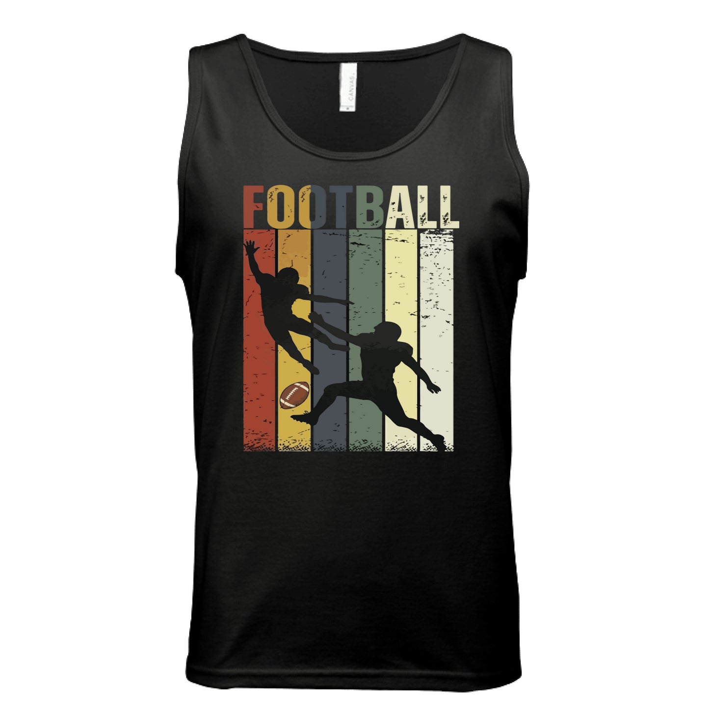 Football Dad Athletic Pride Retro Color Stripe Tank Top Design BLACK - FRONT