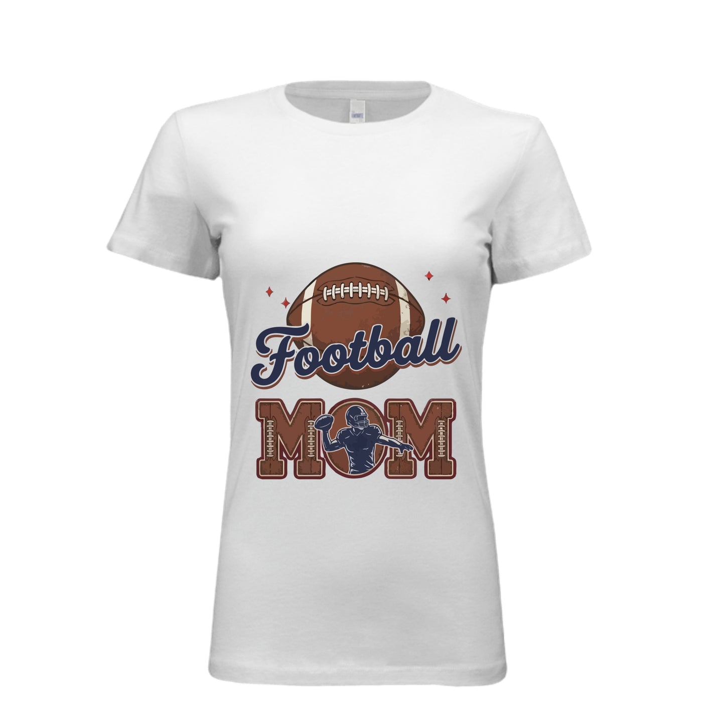 Football Mom Passion Player Silhouette Design T-Shirt WHITE - 6004 - FRONT