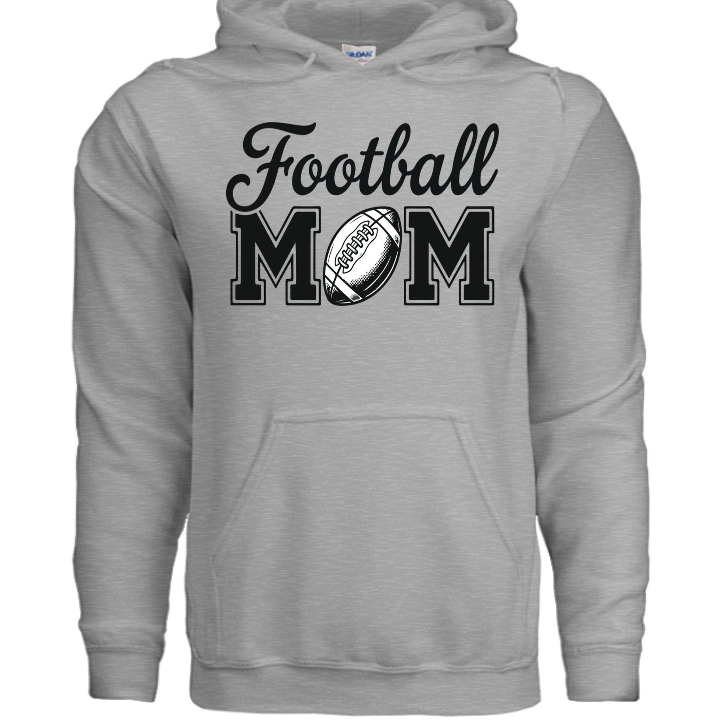 Football Mom Script Design with Ball Graphic – Game Day Spirit Style Hoodie SPORT GREY - FRONT