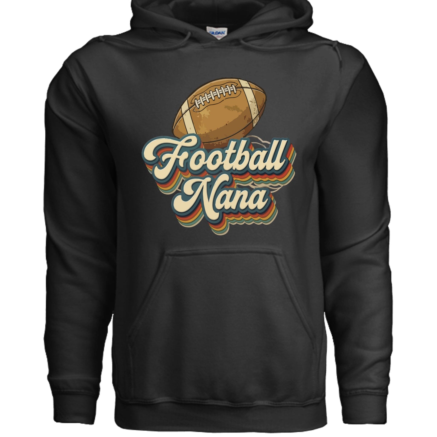 Football Nana Groovy Retro Sports Family Fan Hoodie BLACK - SF500 - FRONT