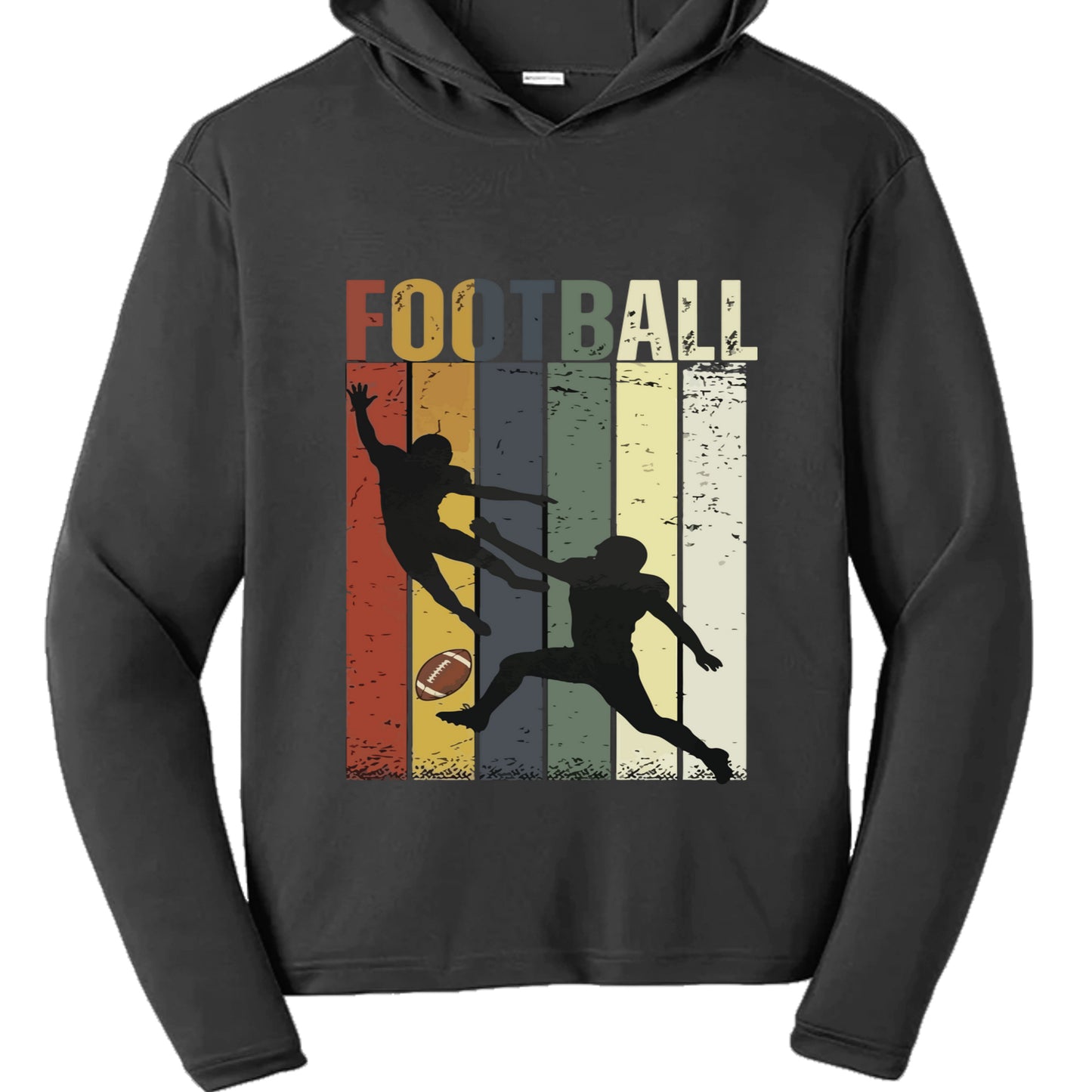 Football Player Retro Sunset Hoodie for Boys Touchdown Athlete Vintage Style Black - YST358 - FRONT