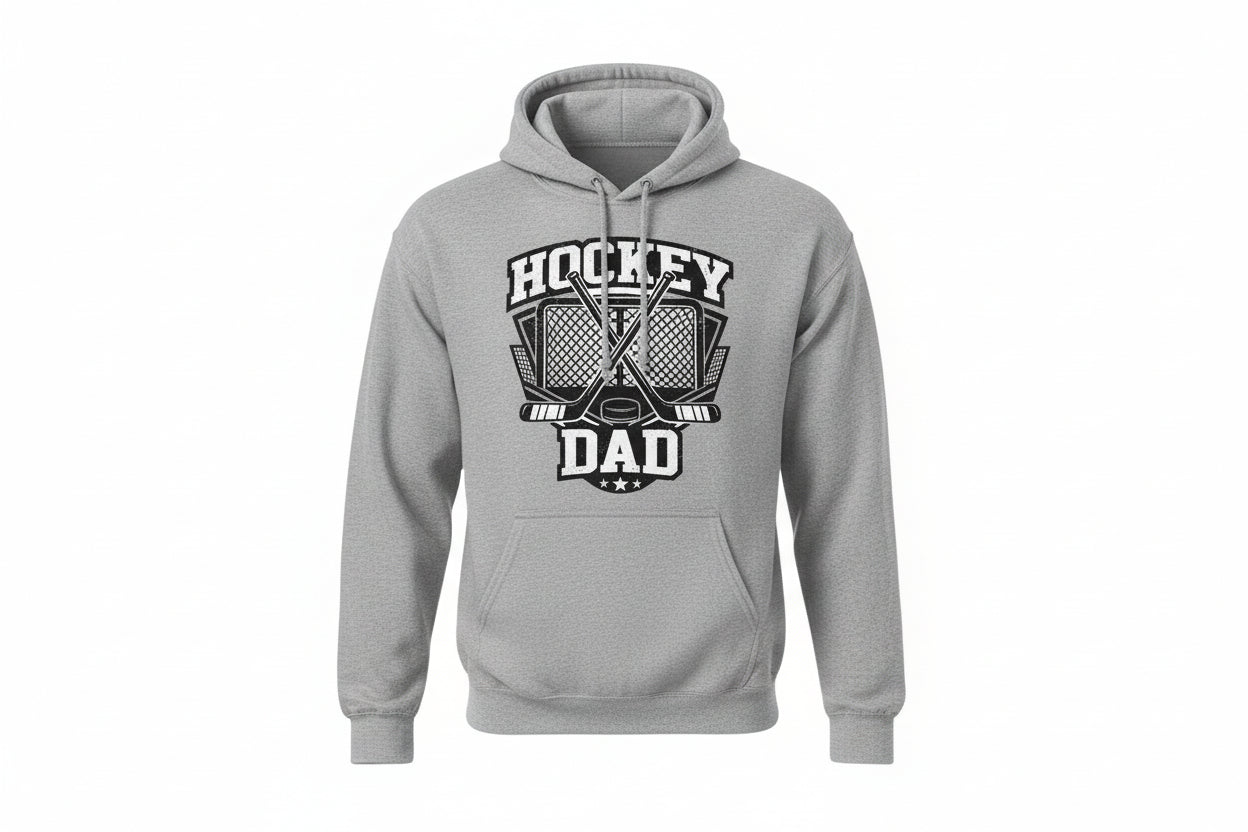 Hockey Dad Hoodie Graphic Design – Monochrome Sports-Inspired Artwork SPORT GREY - FRONT