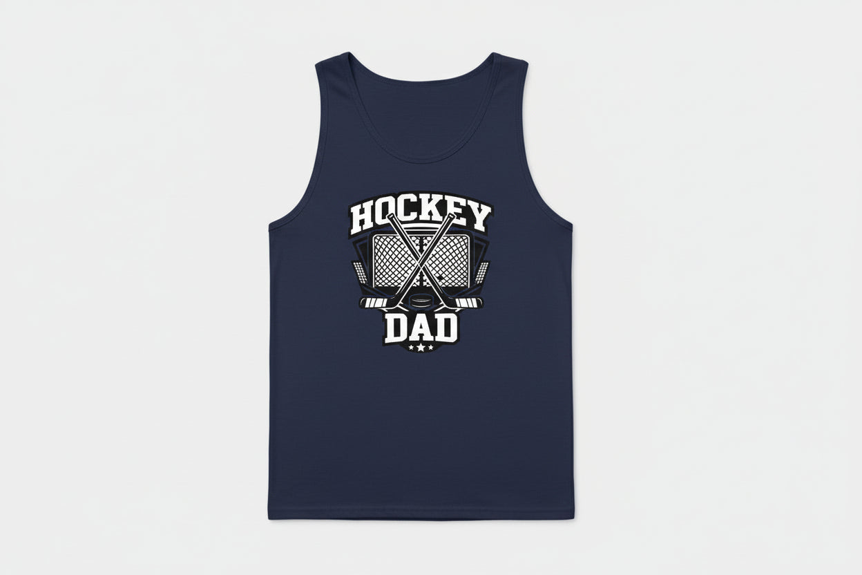 Hockey Dad Tank Top Graphic Design – Monochrome Sports-Inspired Artwork NAVY - FRONT