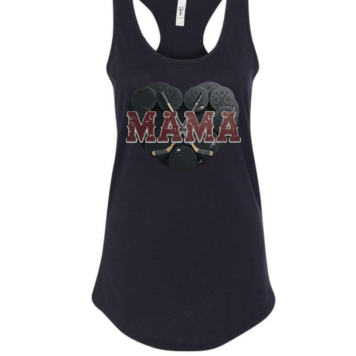 Hockey Mama Heart Tank Top- Athletic Pride Mom Spirit Black - FRONT