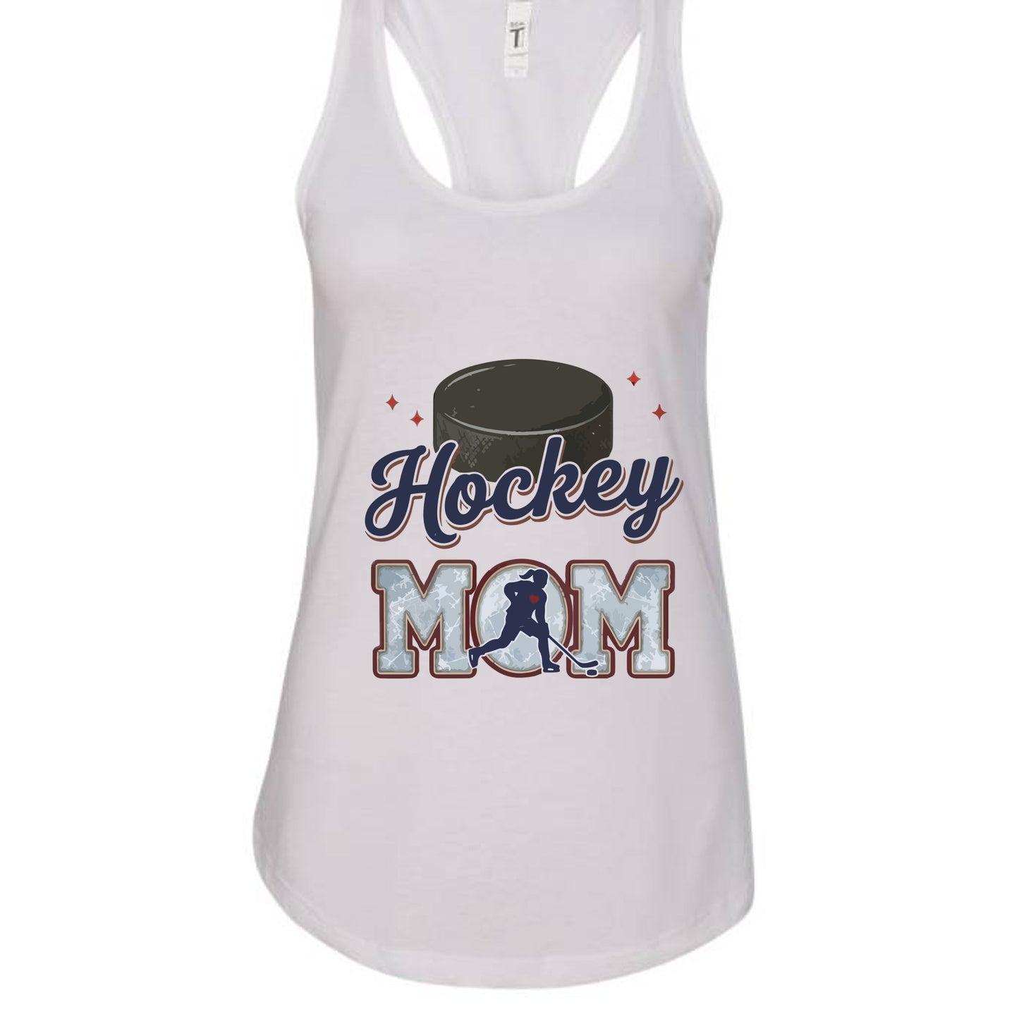 Hockey Mom Heartbeat Tank Top Proud Sports Family Design White - N1533 - FRONT