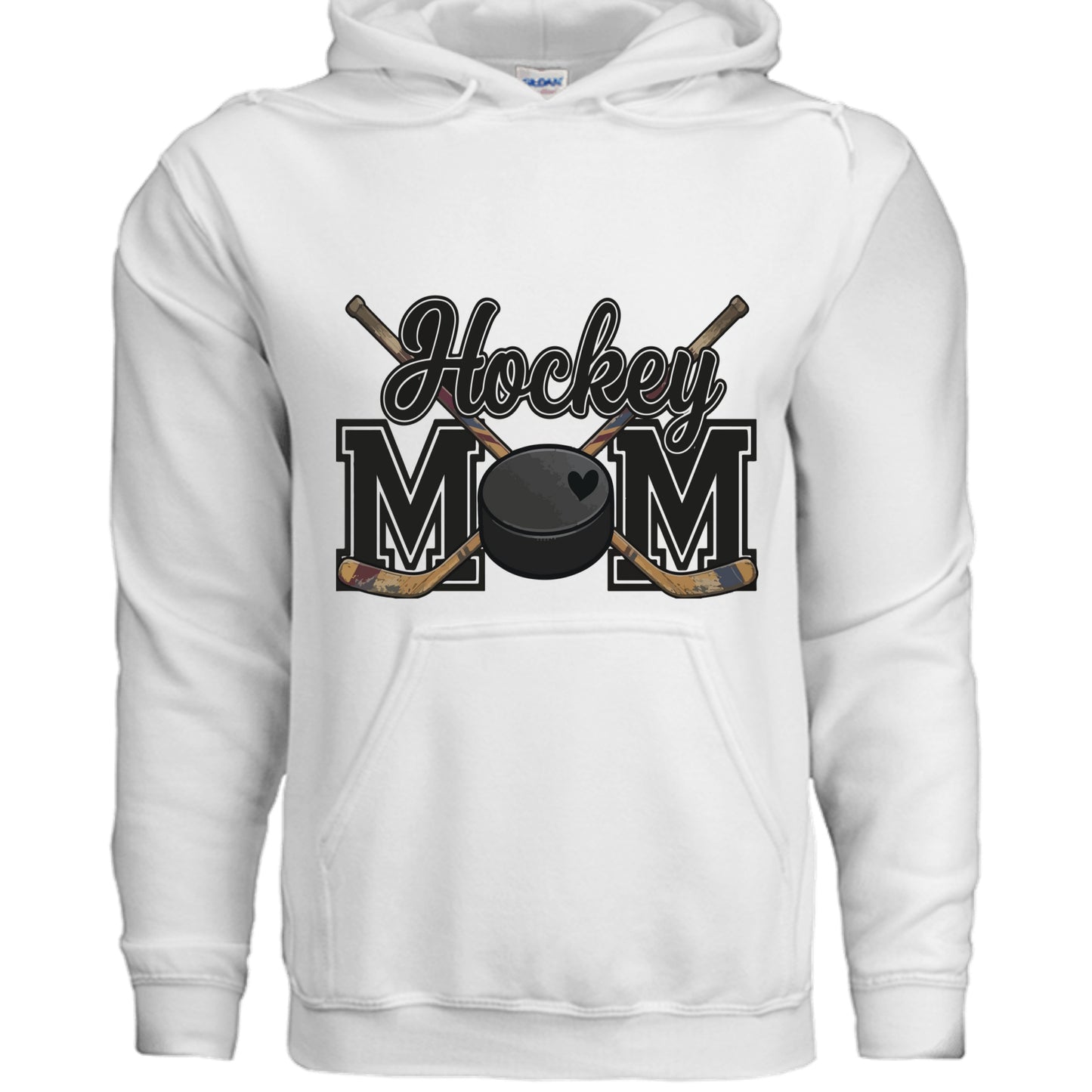 Hockey Mom Hoodie with Heart Ball – Game Day Spirit Style WHITE- SF500 - FRONT