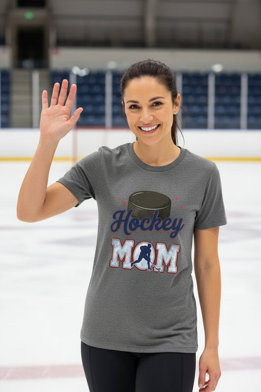 Hockey Mom Passion Player Silhouette Design T-Shirt DRK GREY HEATHER - 6004 - FRONT