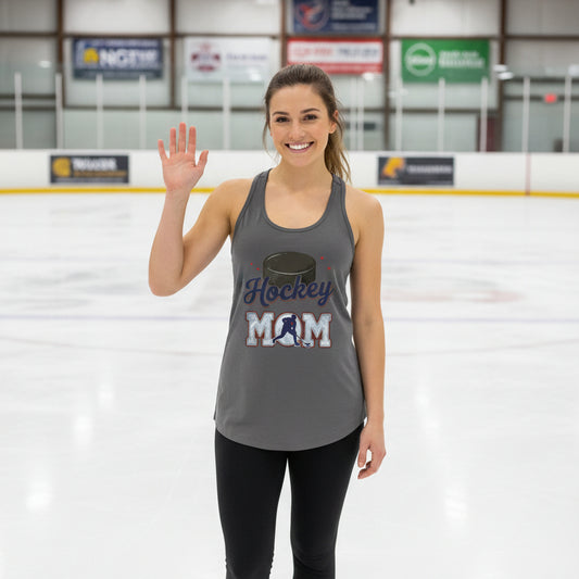 Hockey Mom Passion Player Silhouette Design Tank Top Dark Gray - N1533 - FRONT