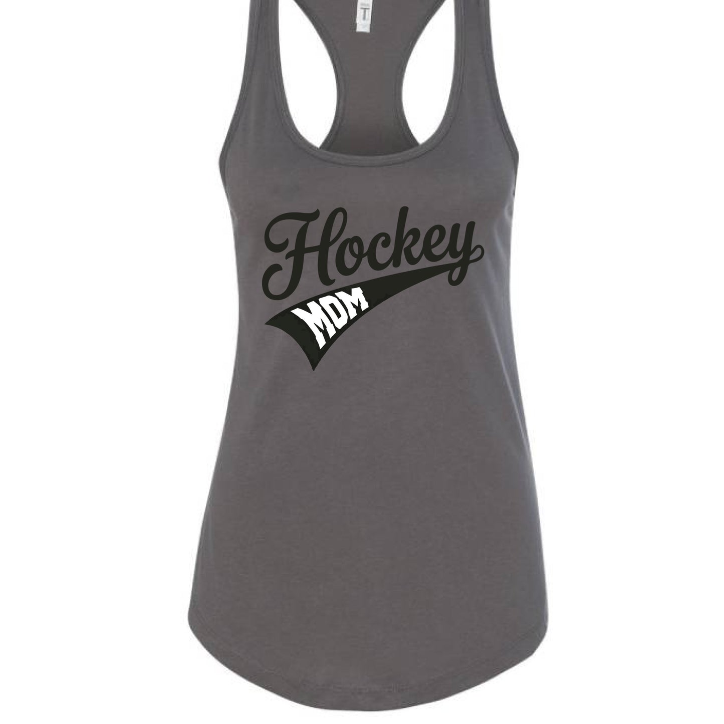 Hockey Mom Vibes – Stylish Sports Parent Pride Statement Tank Top Dark Gray - FRONT