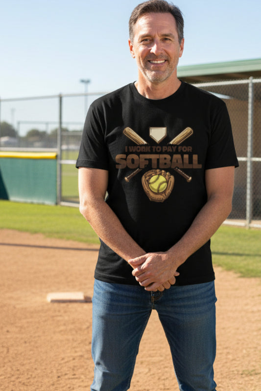 I Work to Pay for Softball Funny Sports Lover Humor T-Shirt BLACK - FRONT