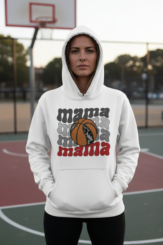 Mama Mama Mama Basketball Hoodie β Leopard Print Sports WHITE - FRONT