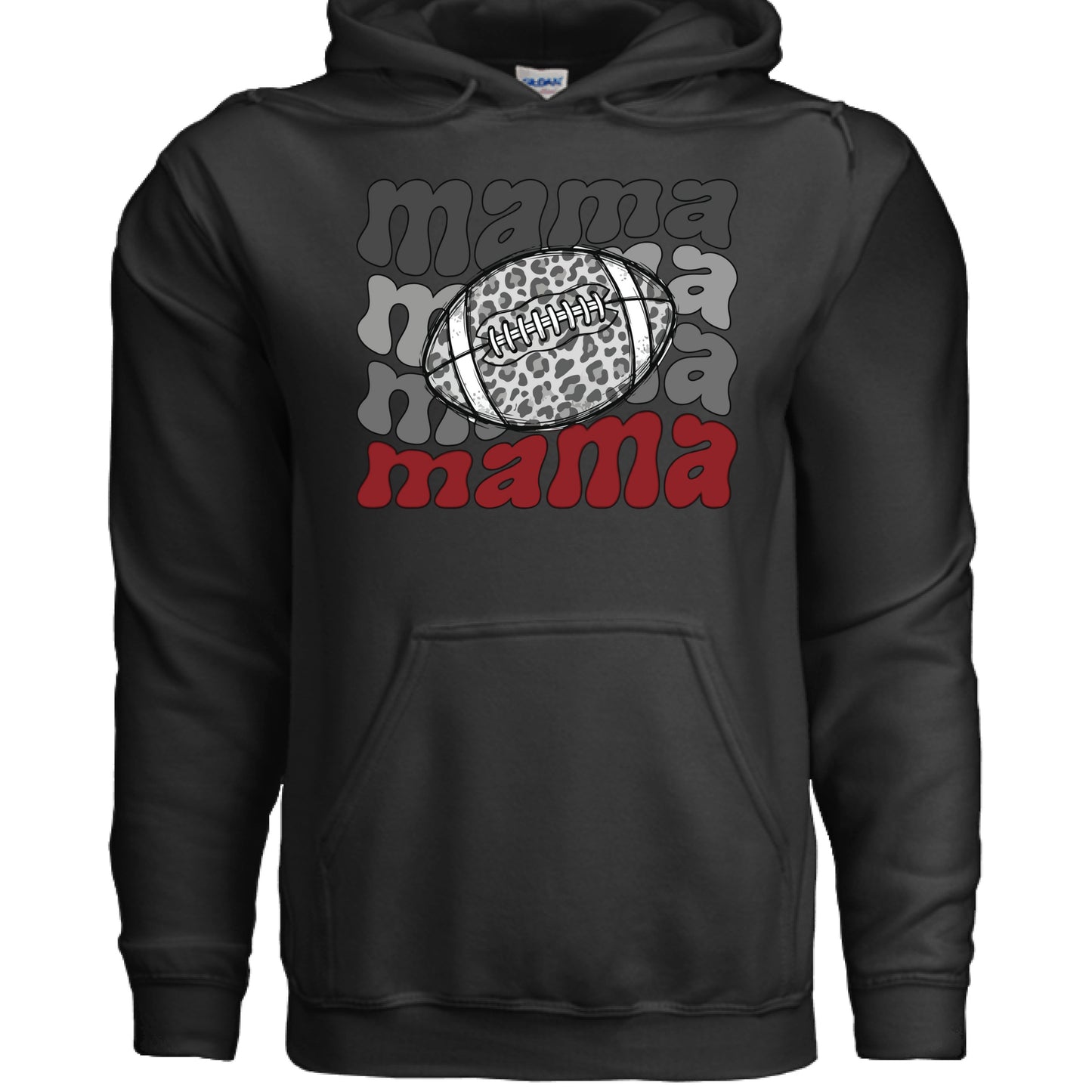 Mama Mama Mama Football Hoodie – Leopard Print Sports BLACK-FRONT