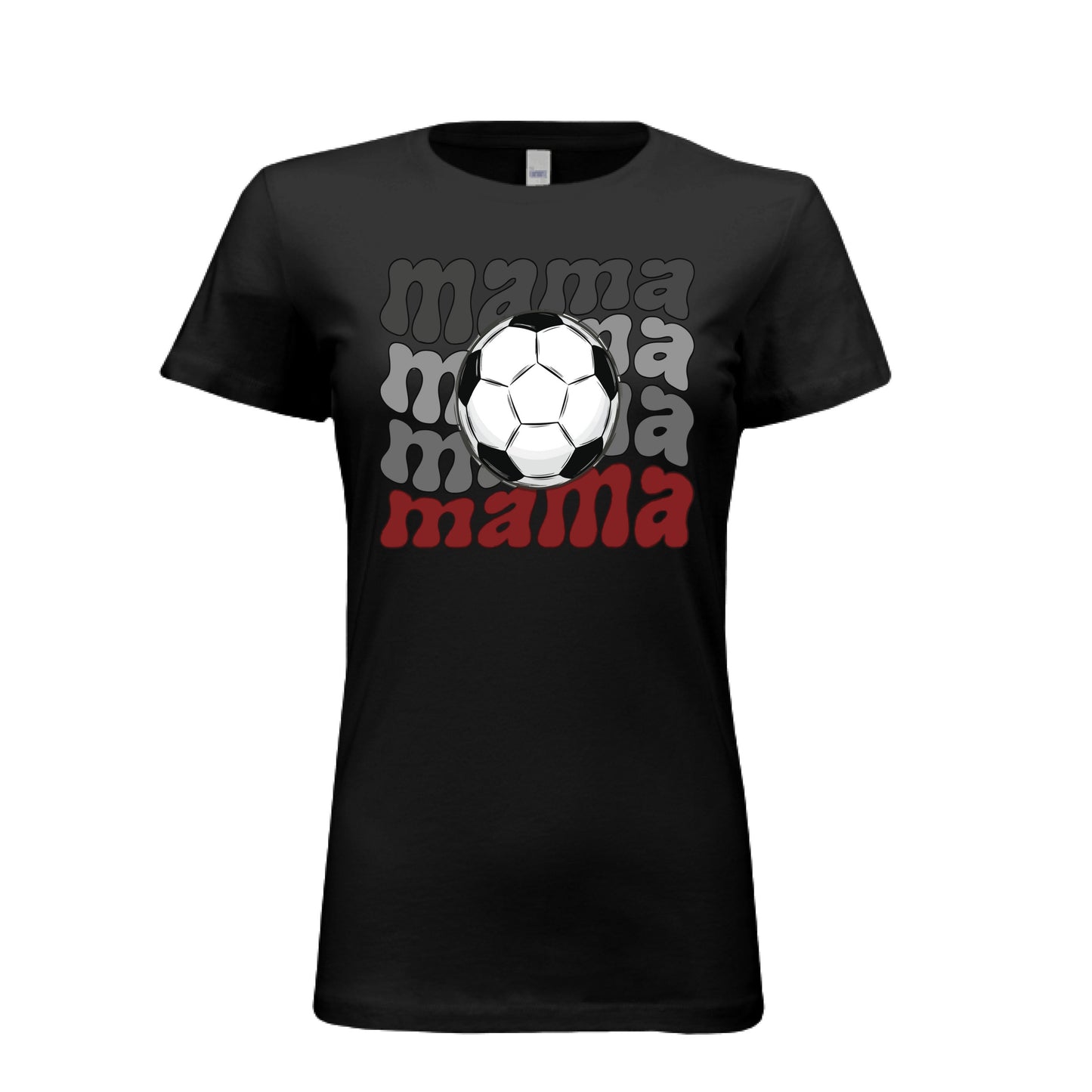 Mama Mama Mama Soccer T-Shirt - Proud Sports Mom Game Day BLACK- FRONT