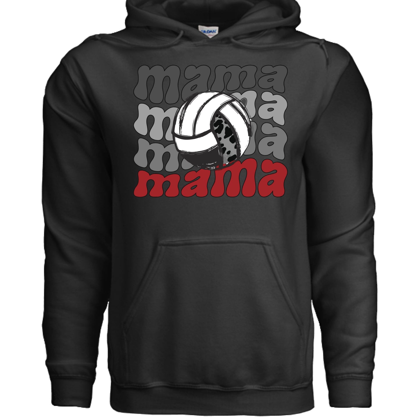 Mama Mama Mama Volleyball Hoodie - Proud Sports Mom Game Day BLACK- FRONT