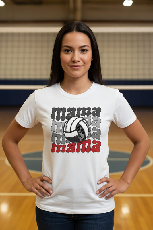 Mama Mama Mama Volleyball T-Shirt - Proud Sports Mom Game Day WHITE - FRONT
