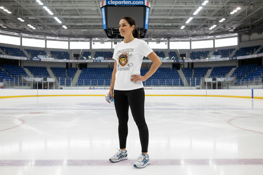 No Crying Hockey Player Funny Tshirt for Ladies WHITE - FRONT