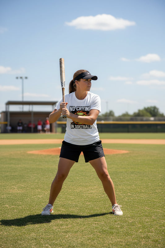 No Crying Softball T-Shirt Design β Competitive Athlete Humor Artwork WHITE - FRONT