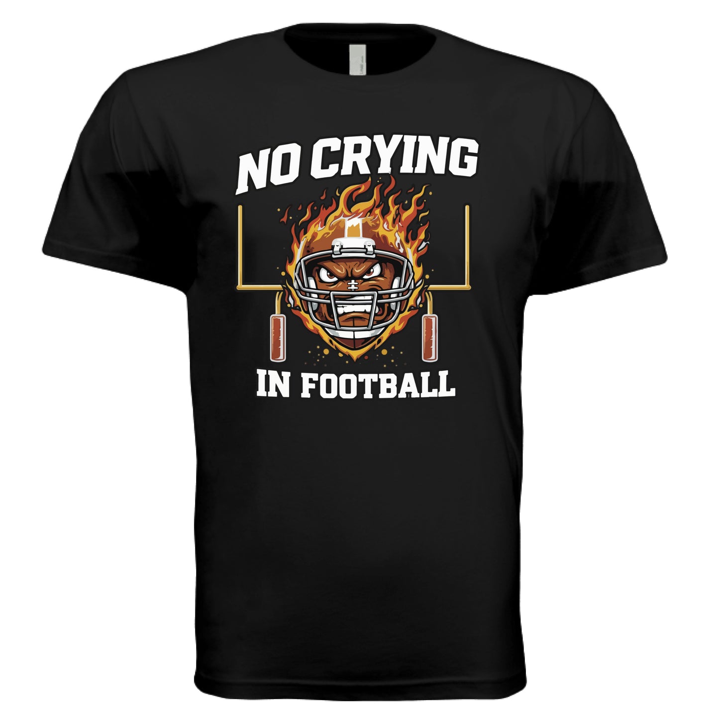 No Crying in Football Tshirt Dad Game Day Motivation Quote Mens BLACK - FRONT