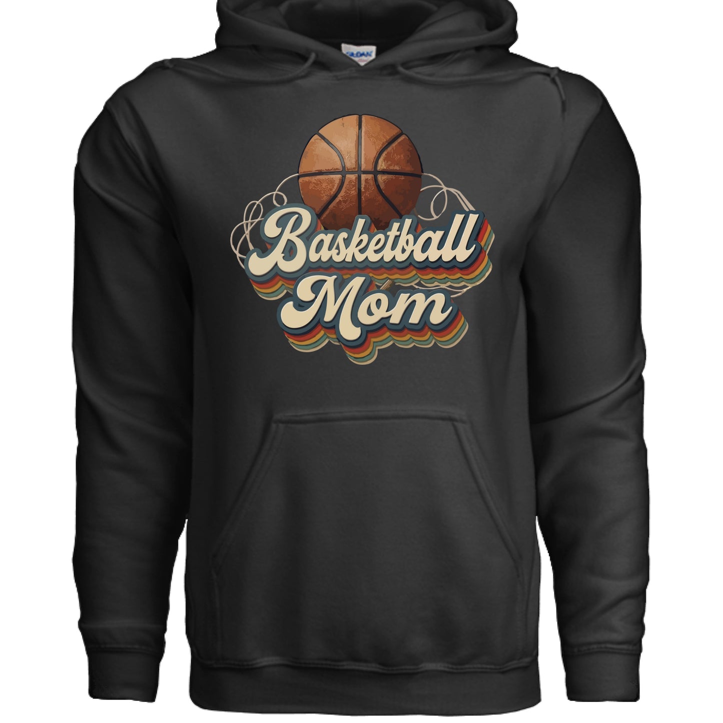Retro Basketball Mom Hoodie– Vintage Sports Parent Pride BLACK-FRONT