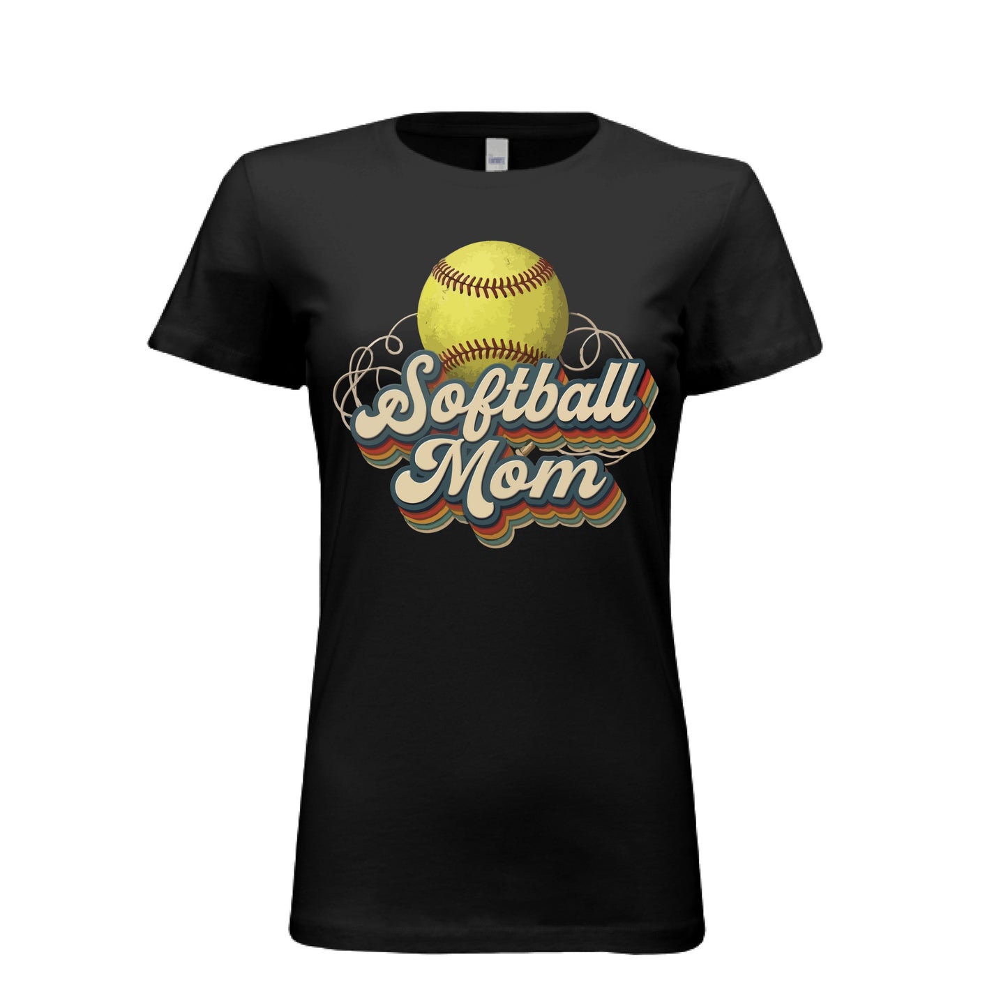 Retro Softball Mom T-Shirt – Vintage Sports Parent Pride BLACK- FRONT