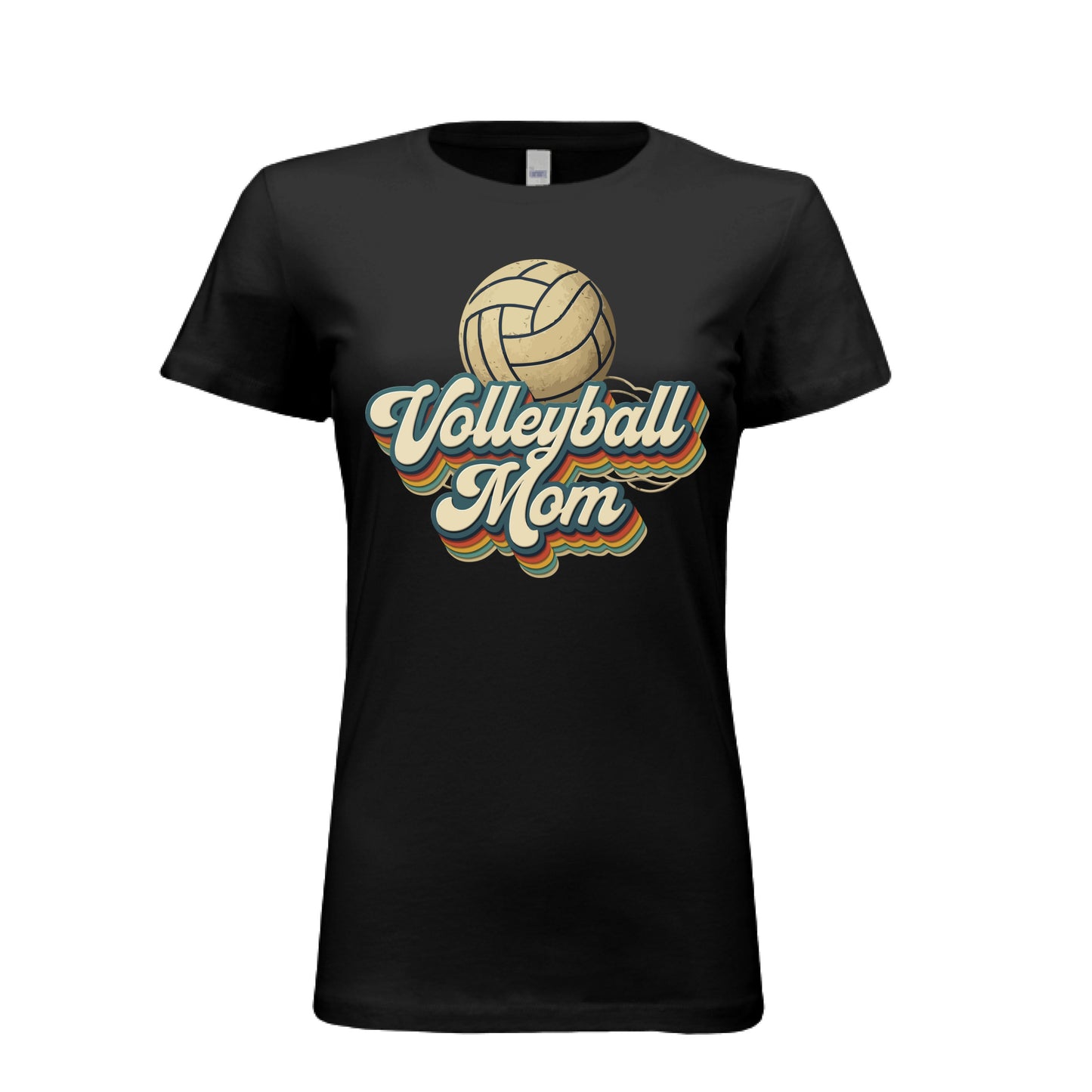 Retro Volleyball Mom T-Shirt – Vintage Sports Parent Pride BLACK- FRONT