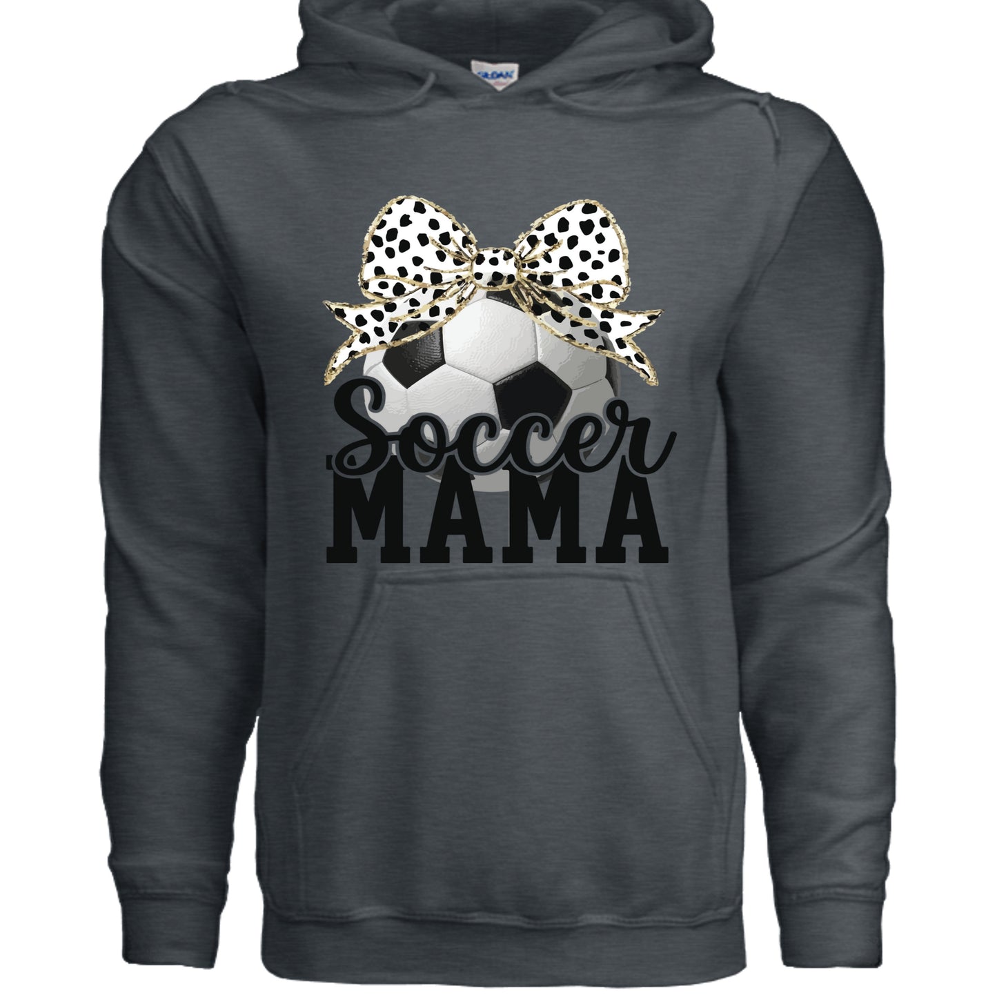 Soccer Mama Bow Vibes – Cute & Trendy Game Day Style Hoodie DARK HEATHER - SF500 - FRONT