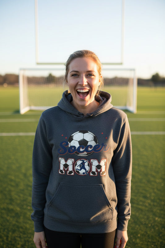 Soccer Mom Heartbeat Hoodie Proud Sports Family Design DARK HEATHER - SF500 - FRONT
