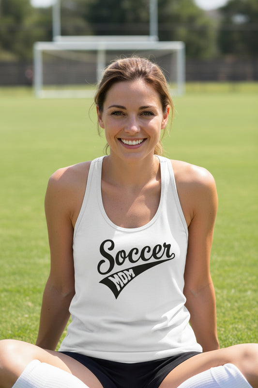 Soccer Mom Vibes – Stylish Sports Parent Pride Statement Tank Top White - FRONT