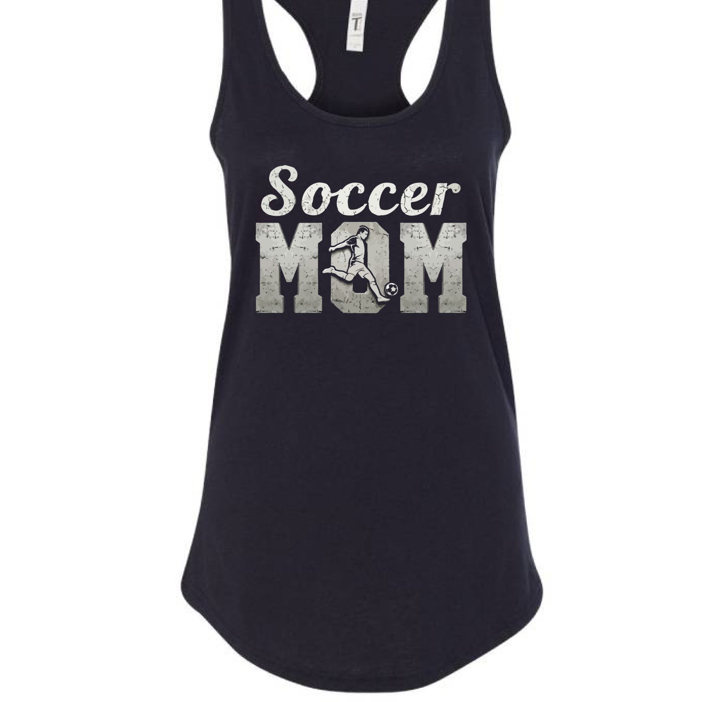 Soccer Mom Vintage Graphic – Proud Sports Parent Spirit Tank Top Design BLACK- FRONT