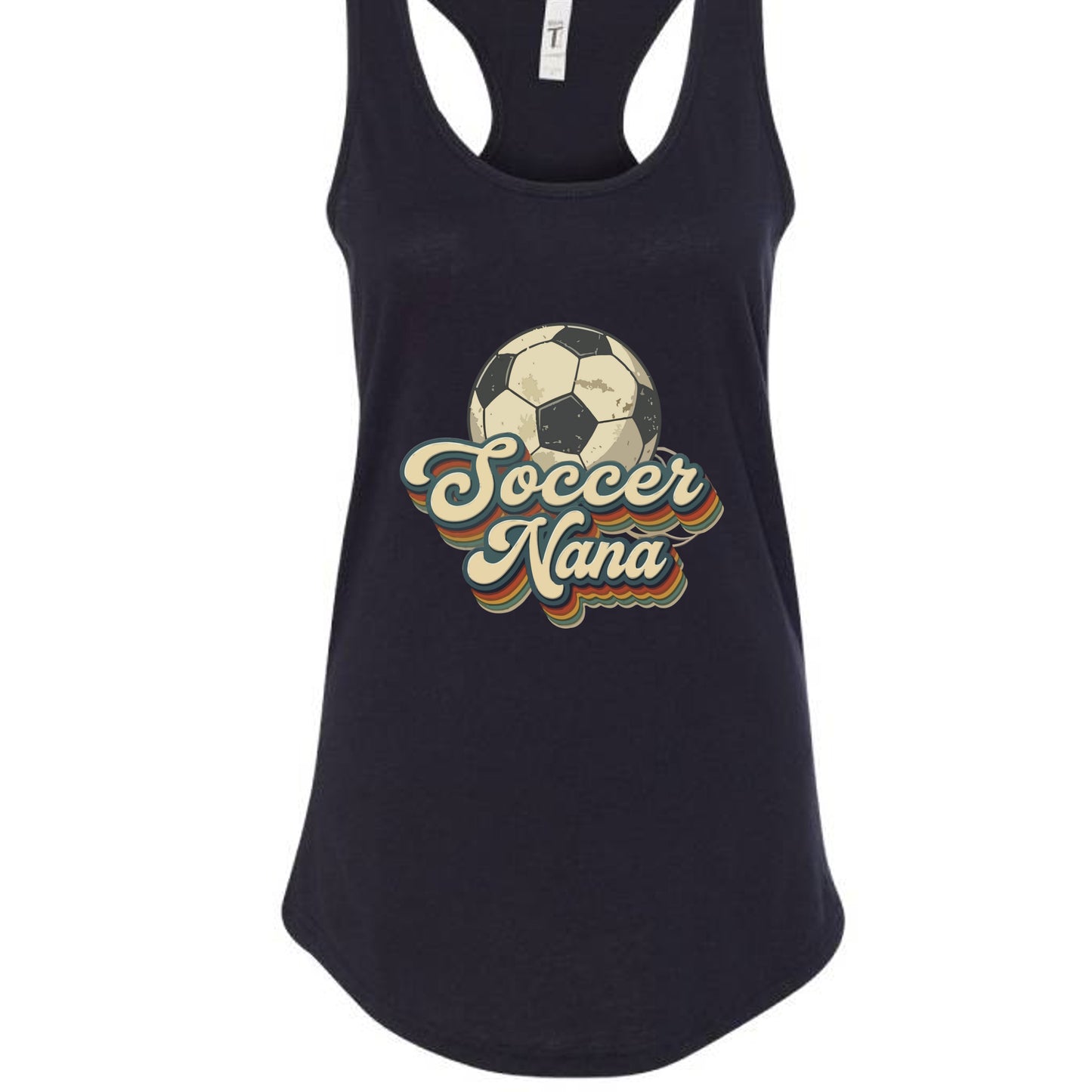 Soccer Nana Groovy Retro Sports Family Fan Tank Top Black - N1533 - FRONT