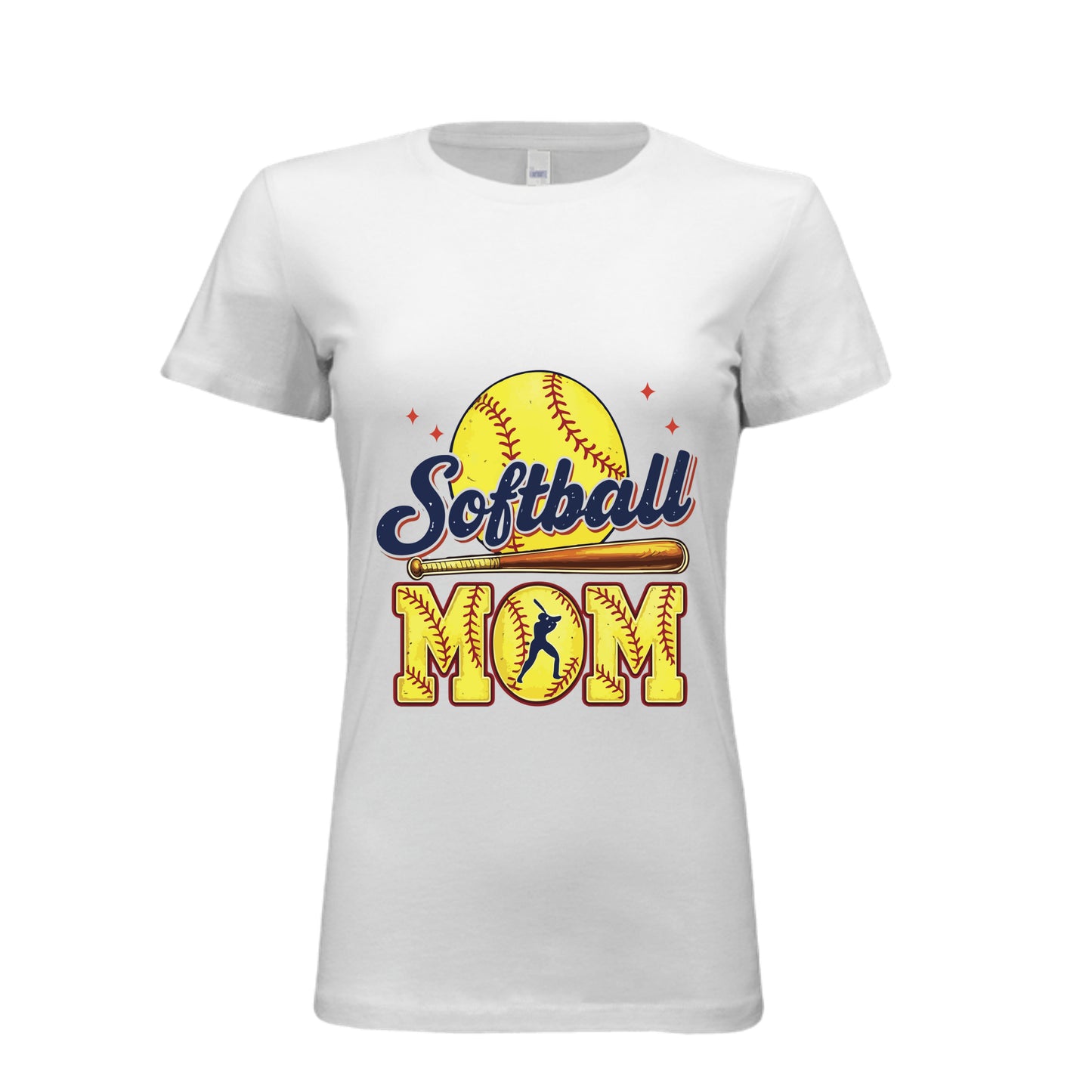 Softball Mom Passion Player Silhouette Design T-Shirt WHITE - 6004 - FRONT