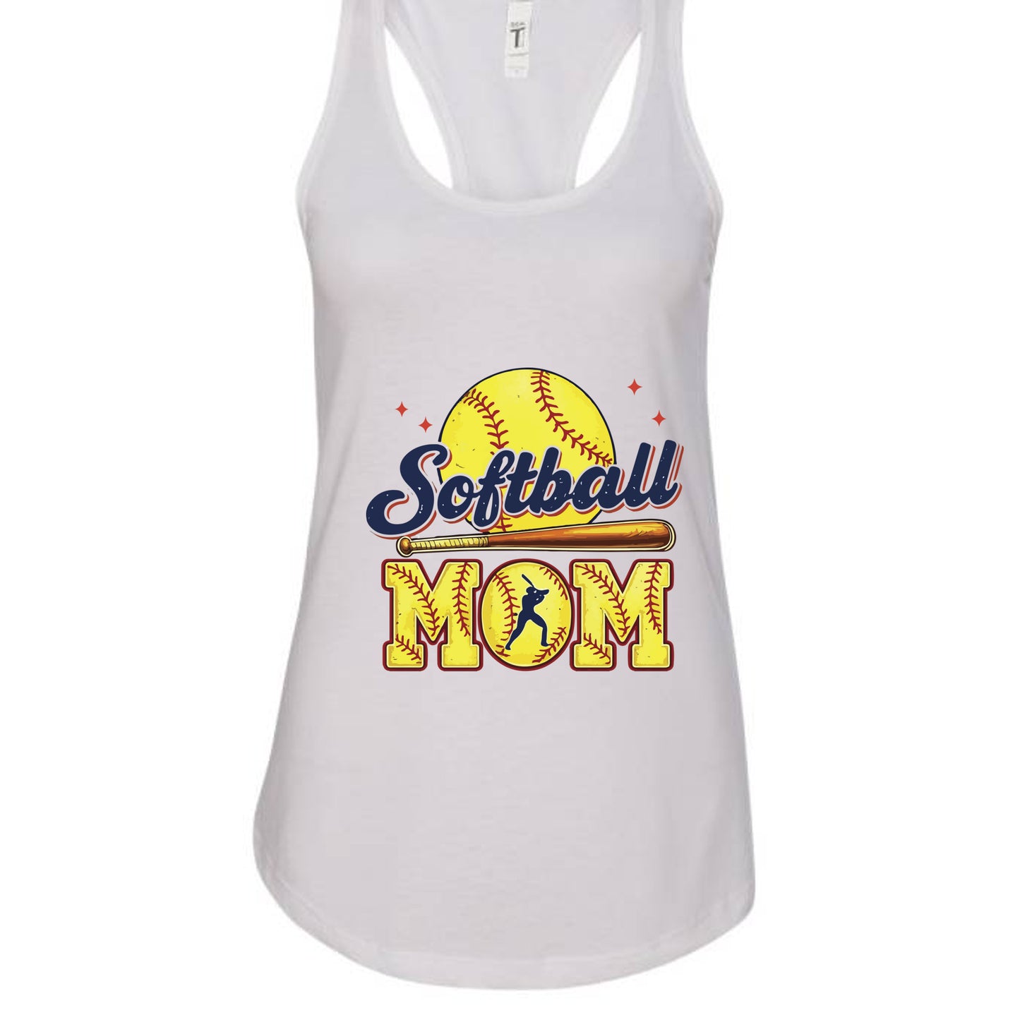 Softball Mom Passion Player Silhouette Design Tank Top White - N1533 - FRONT